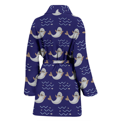 Sea Lion Print Design LKS404 Women Bathrobe
