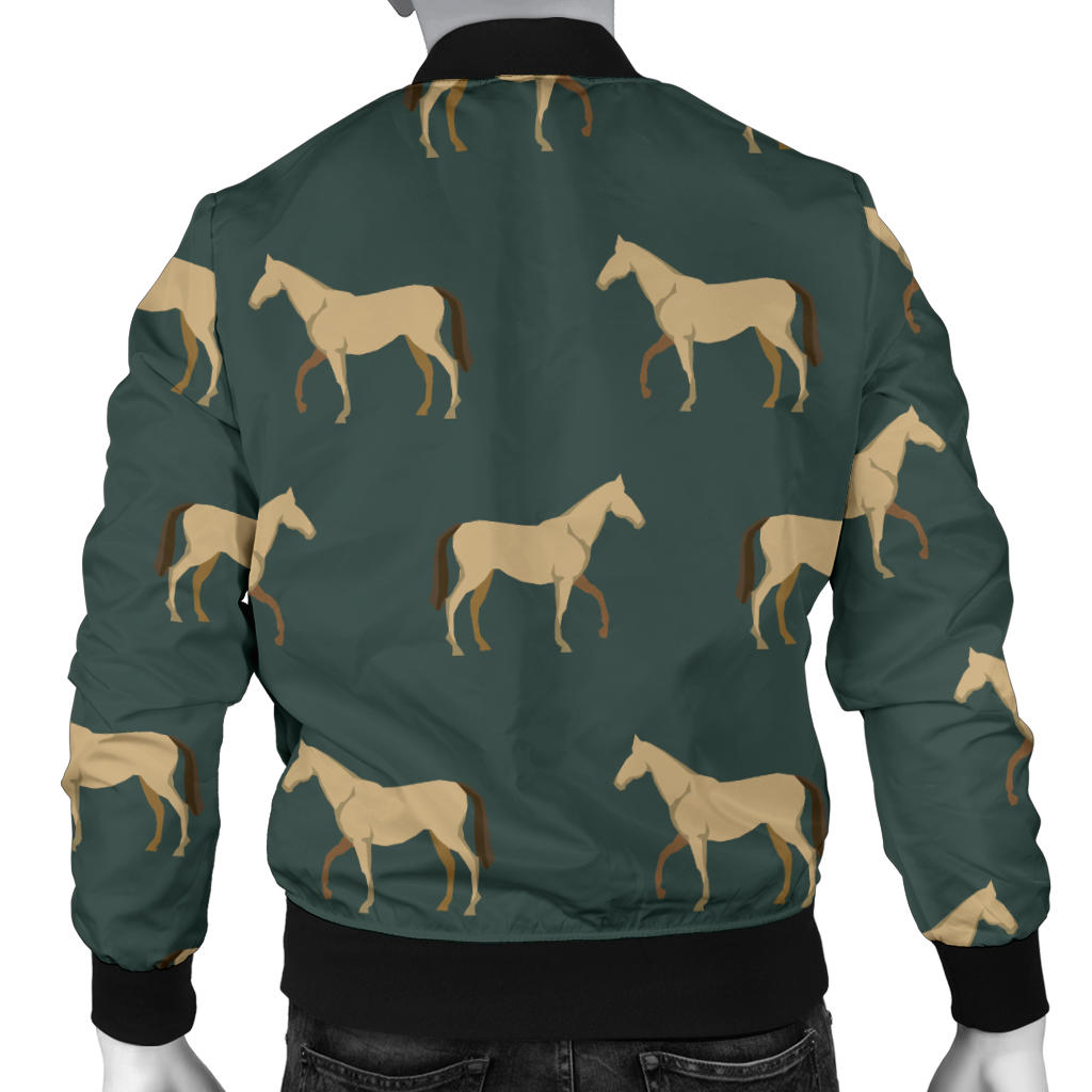 Horse Classic Themed Pattern Print Men Bomber Jacket