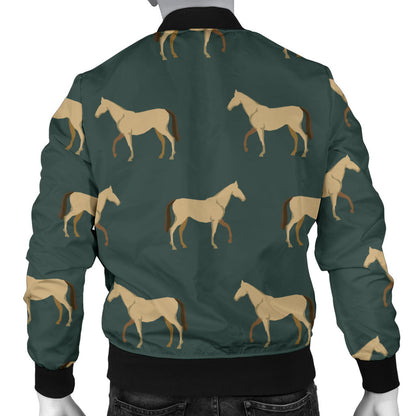 Horse Classic Themed Pattern Print Men Bomber Jacket