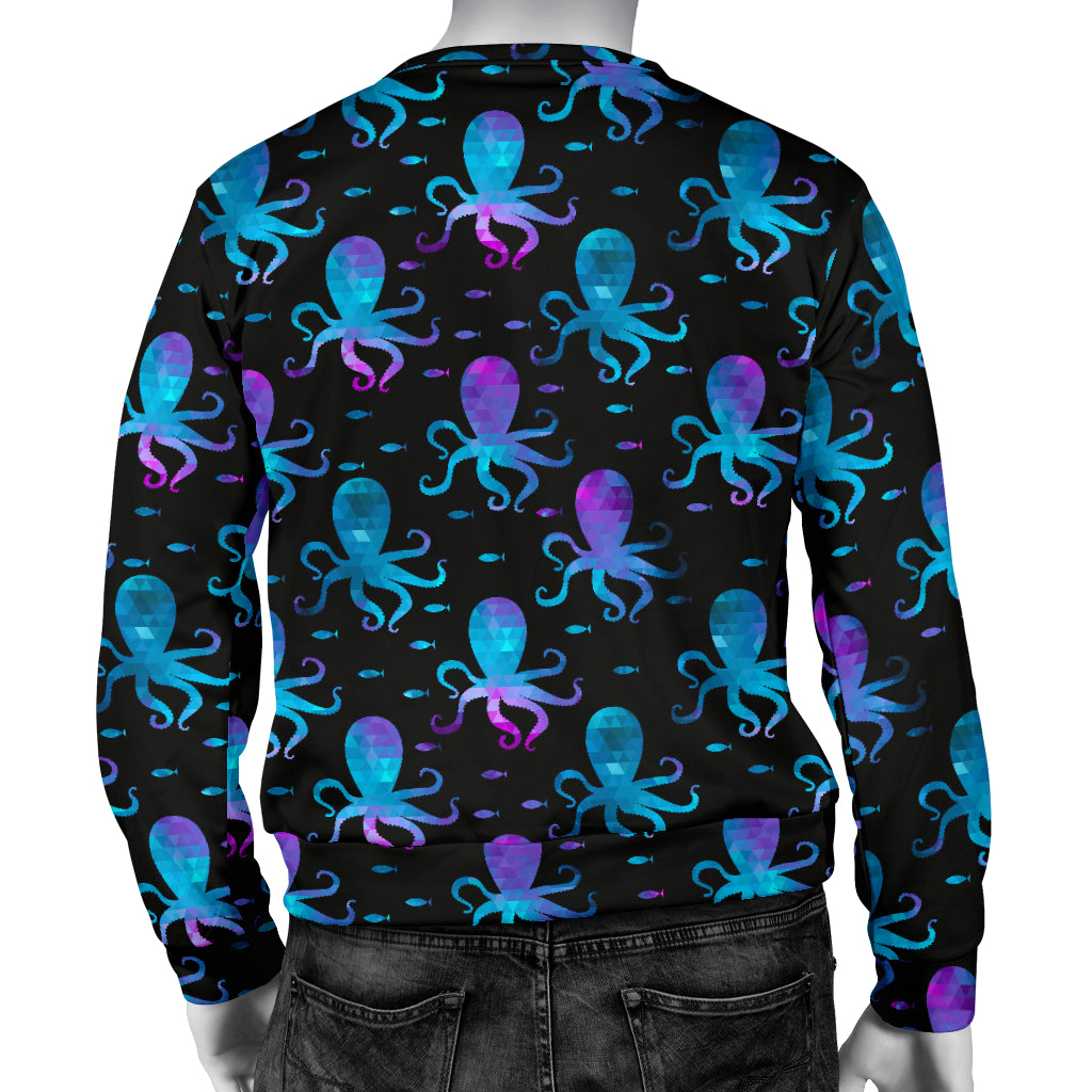 Octopus Blue Design Print Themed Men Long Sleeve Sweatshirt