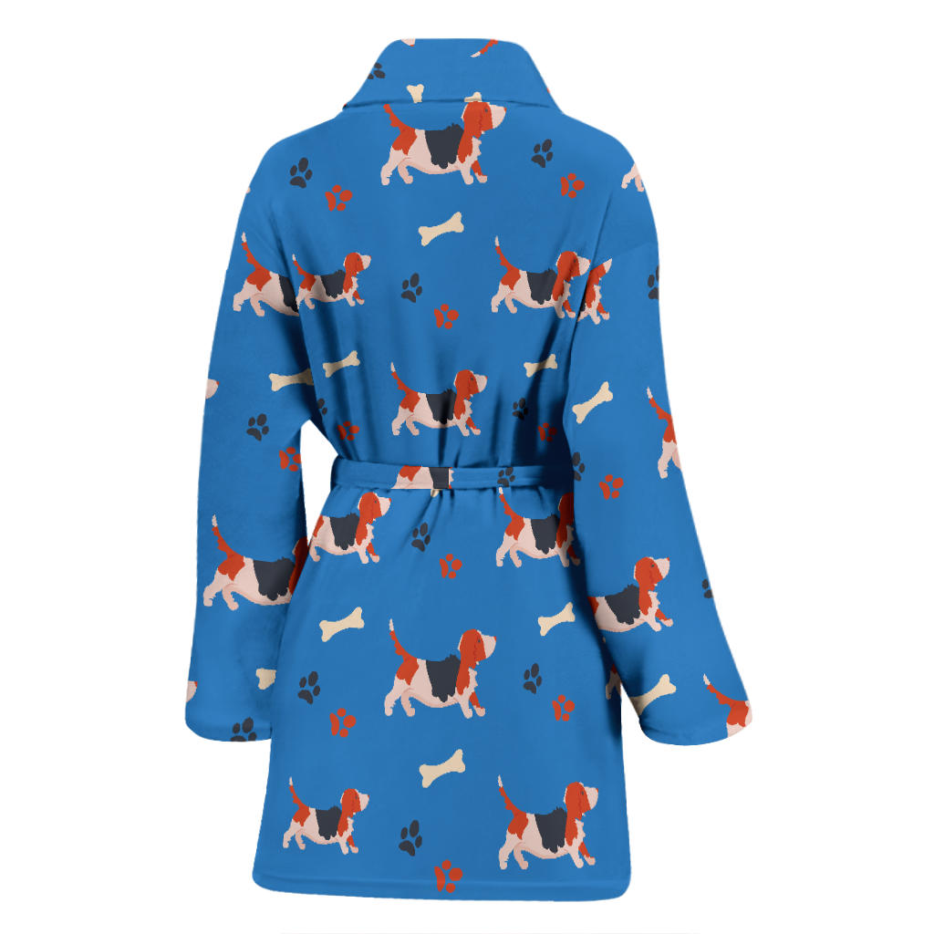 Basset Hound Pattern Print Design 02 Women Bathrobe