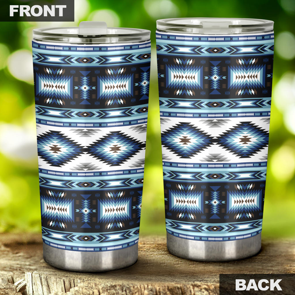 Navajo Dark Blue Print Pattern Tumbler