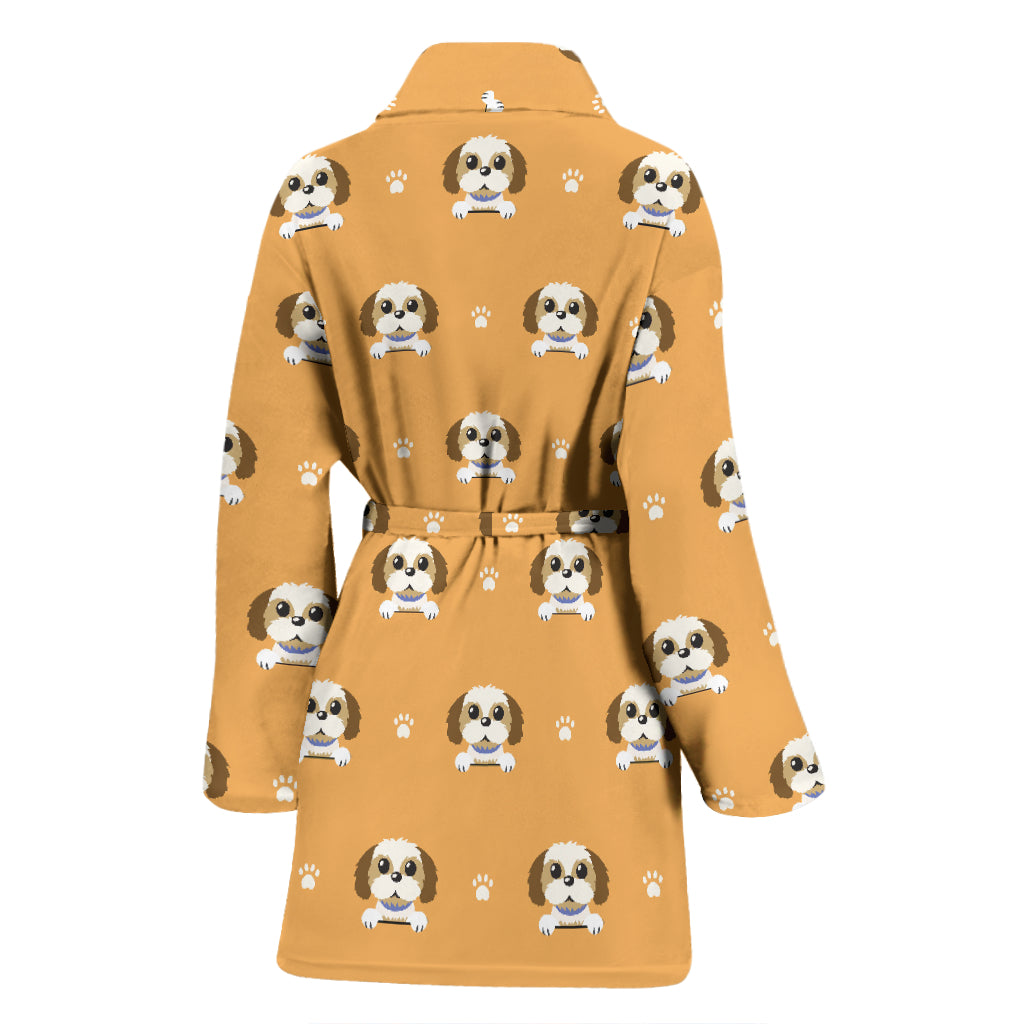 Shih Tzu Print Design LKS303 Women Bathrobe