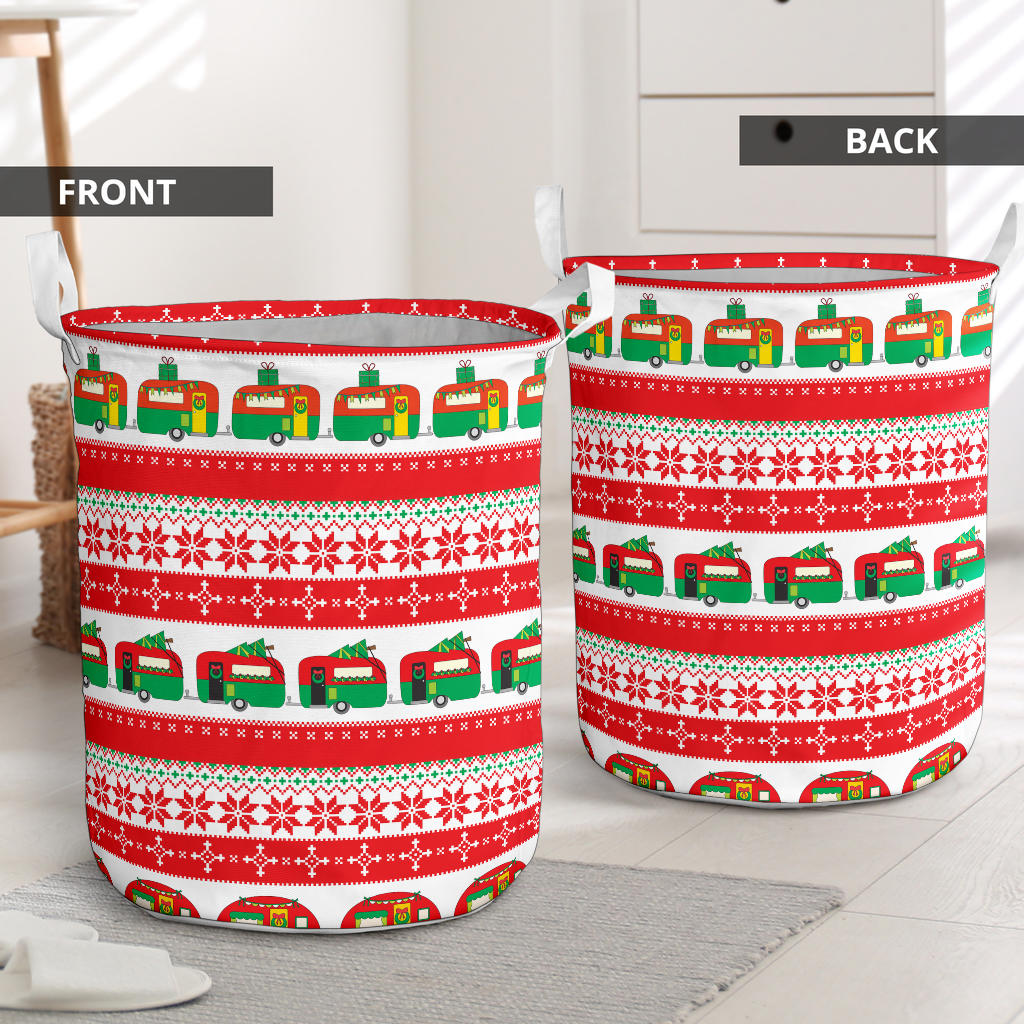 Camper Camping Ugly Christmas Design Print Laundry Basket