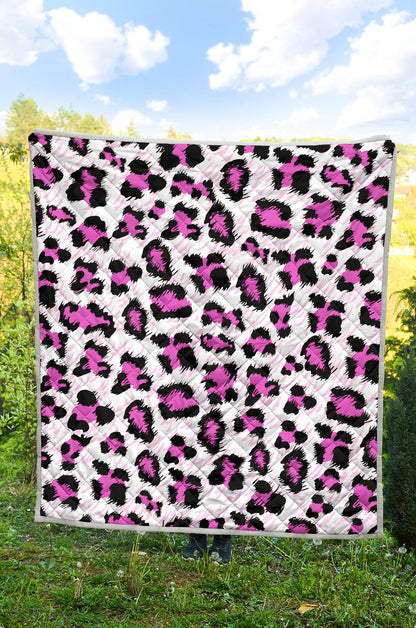 Leopard Pink Skin Print Quilt Bedspread