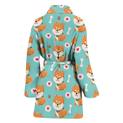 Shiba Inu Print Design LKS3013 Women Bathrobe