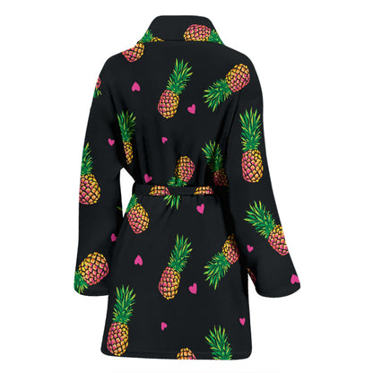 Neon Pineapple Pattern Print Design A04 Women Bathrobe