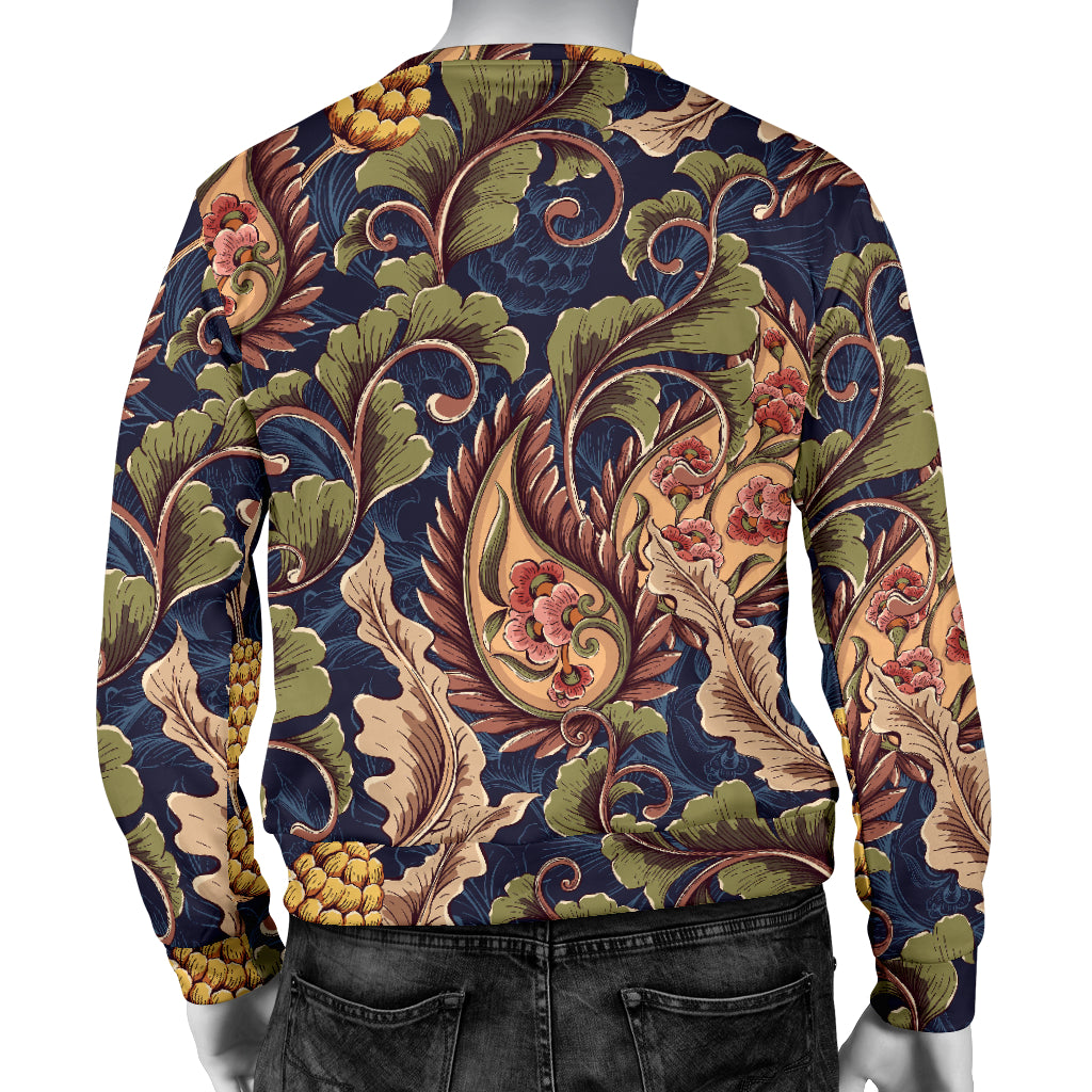 Floral Vintage Classic Print Men Long Sleeve Sweatshirt