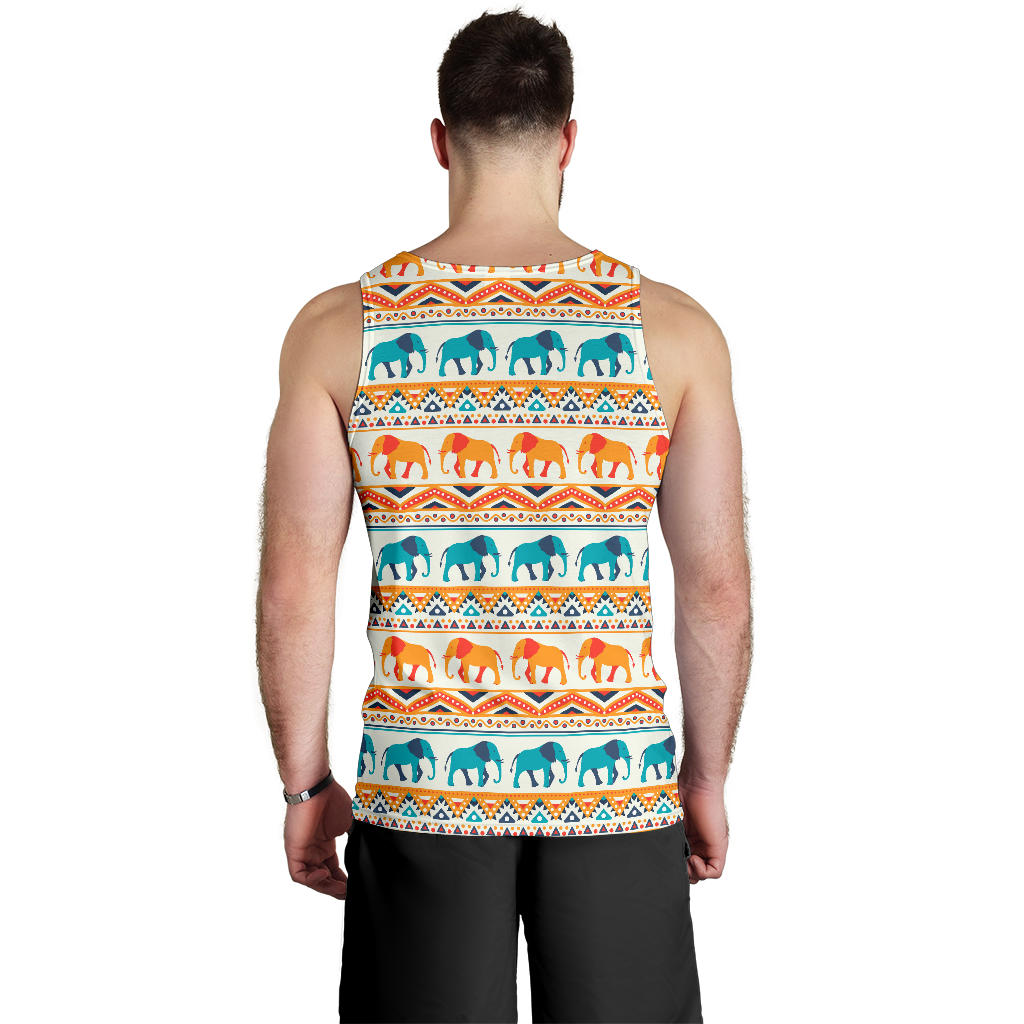 Elephant Aztec Ethnic Print Pattern Men Tank Top