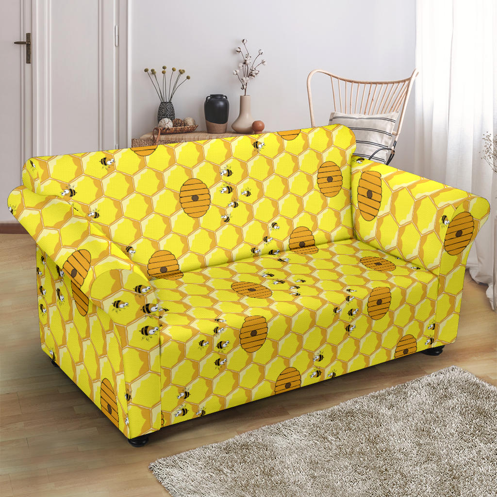 Honey Bee Print Design LKS303 Loveseat Couch Slipcover