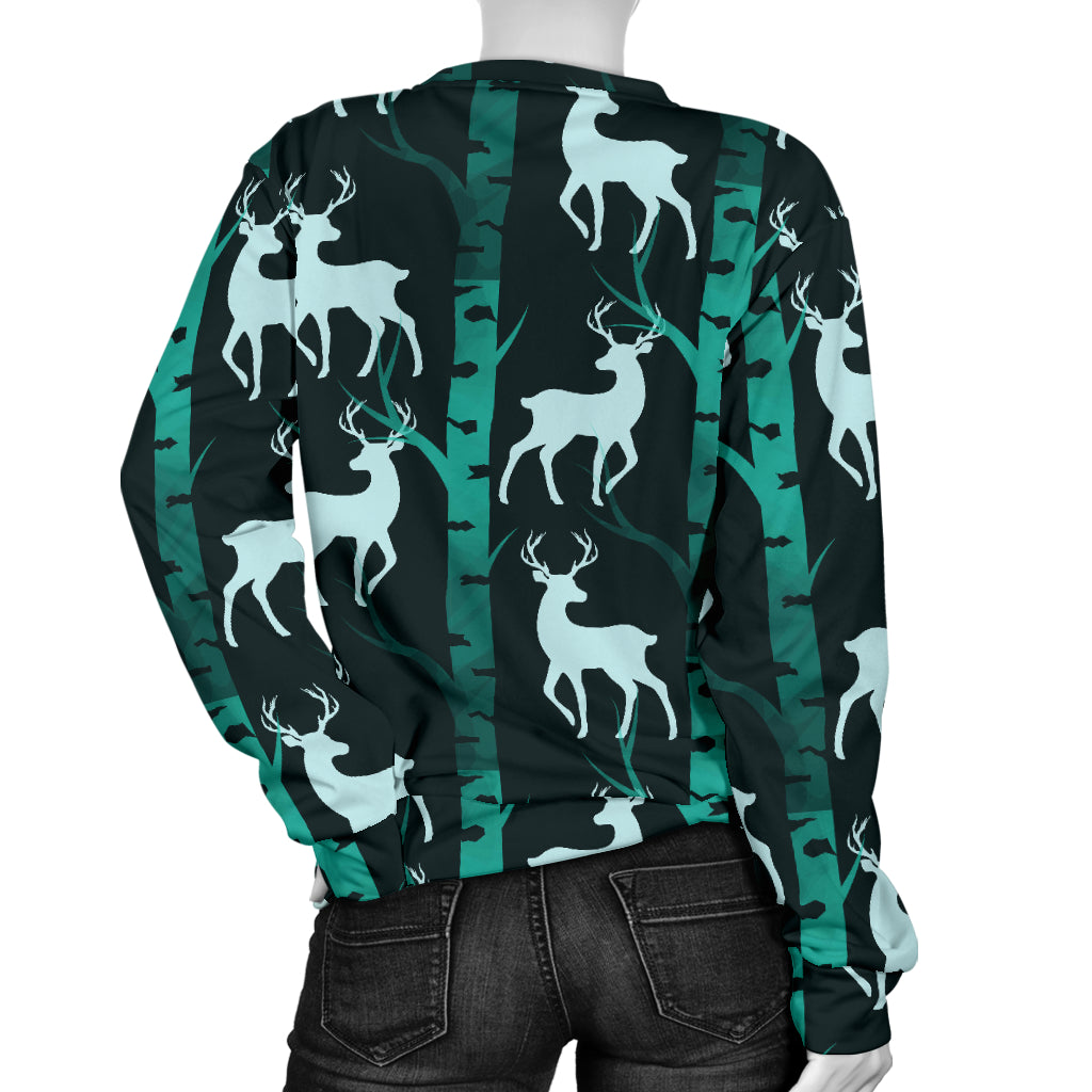 Deer Jungle Print Pattern Women Long Sleeve Sweatshirt