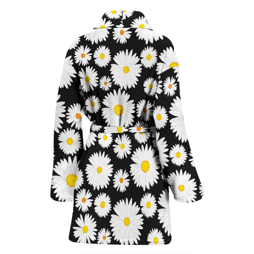 Daisy Pattern Print Design 01 Women Bathrobe
