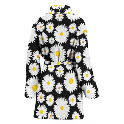Daisy Pattern Print Design 01 Women Bathrobe
