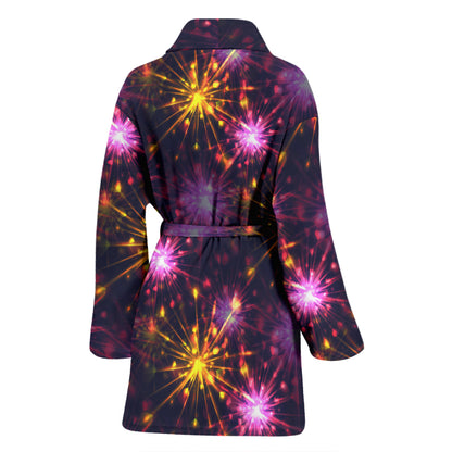 Firework Print Design LKS303 Women Bathrobe