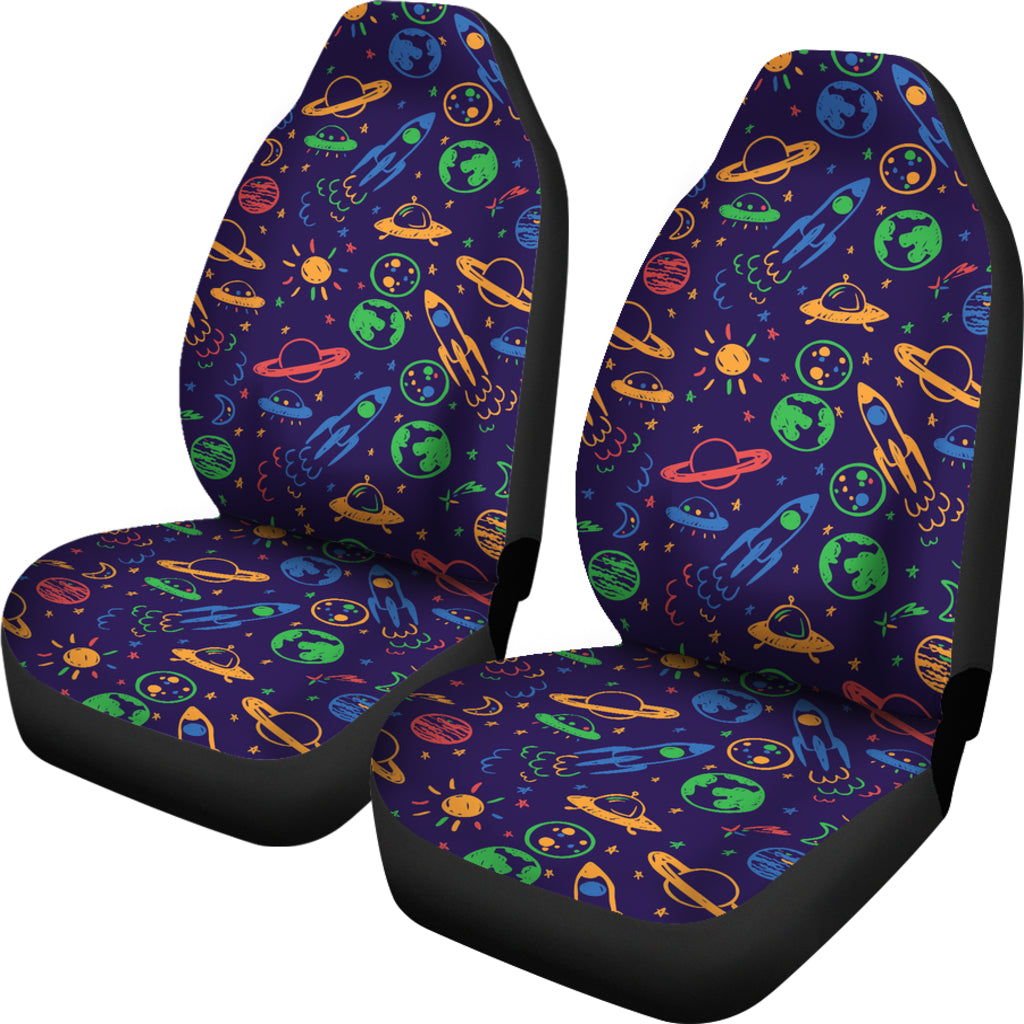 UFO Space Rocket Print Design LKS302 Car Seat Covers