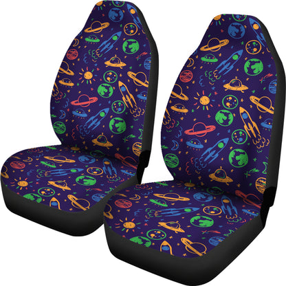 UFO Space Rocket Print Design LKS302 Car Seat Covers