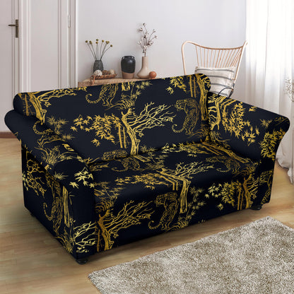 Tiger Gold Print Design LKS307 Loveseat Couch Slipcover