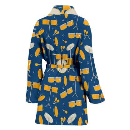 Drum Set Pattern Print Design 03 Women Bathrobe