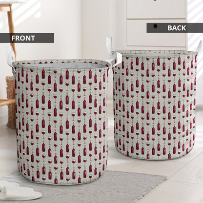Wine Bottle Pattern Print Laundry Basket