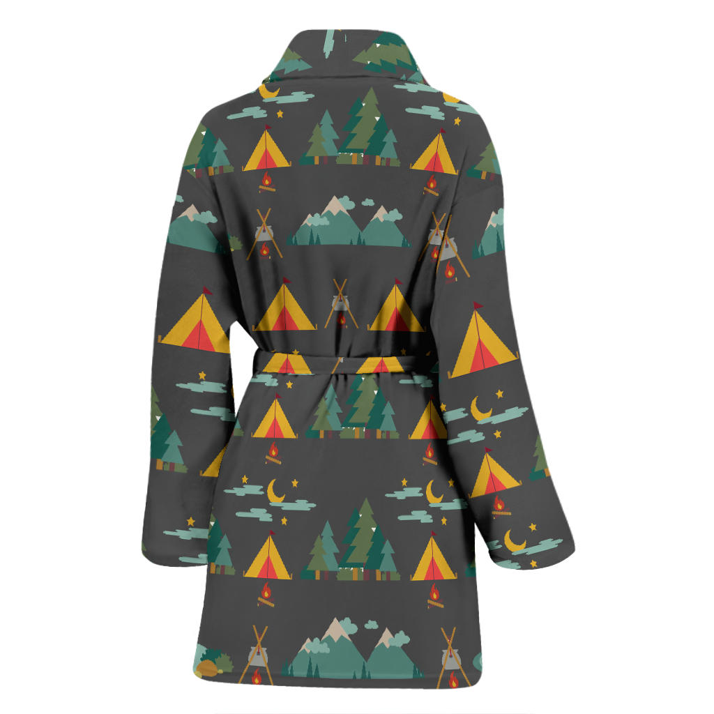 Camping Tent Pattern Print Design 03 Women Bathrobe