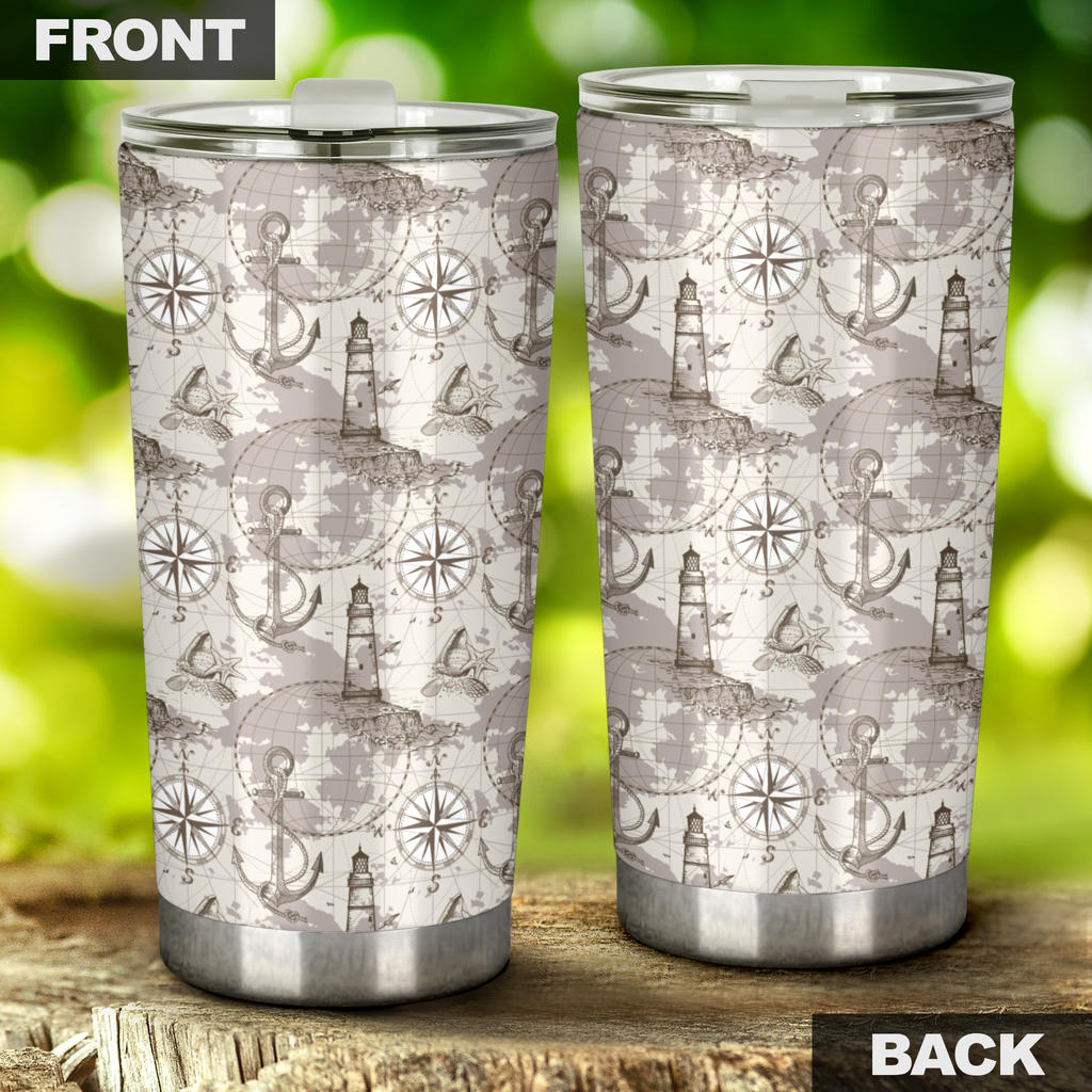 Nautical Map Design Themed Print Tumbler