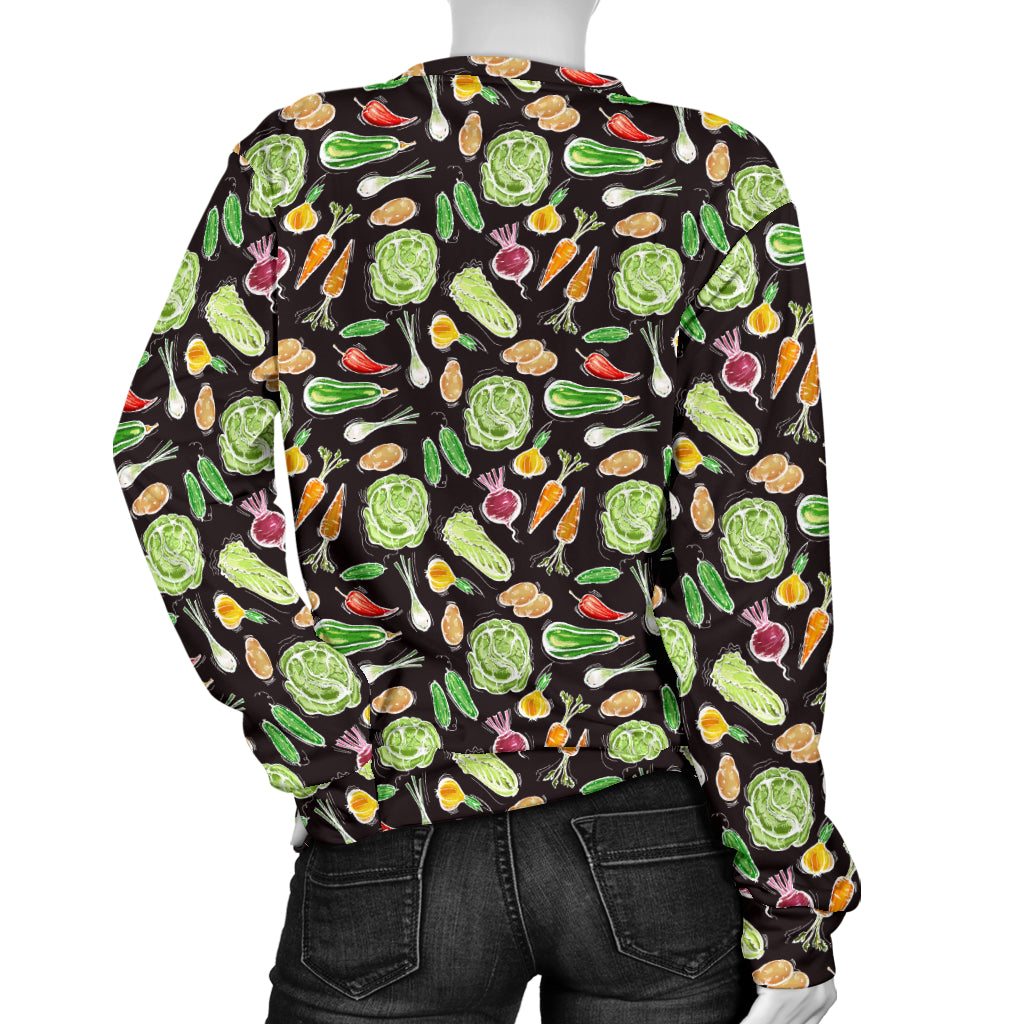 Vegan Draw Themed Design Print Women Long Sleeve Sweatshirt