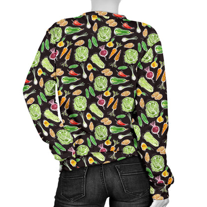 Vegan Draw Themed Design Print Women Long Sleeve Sweatshirt