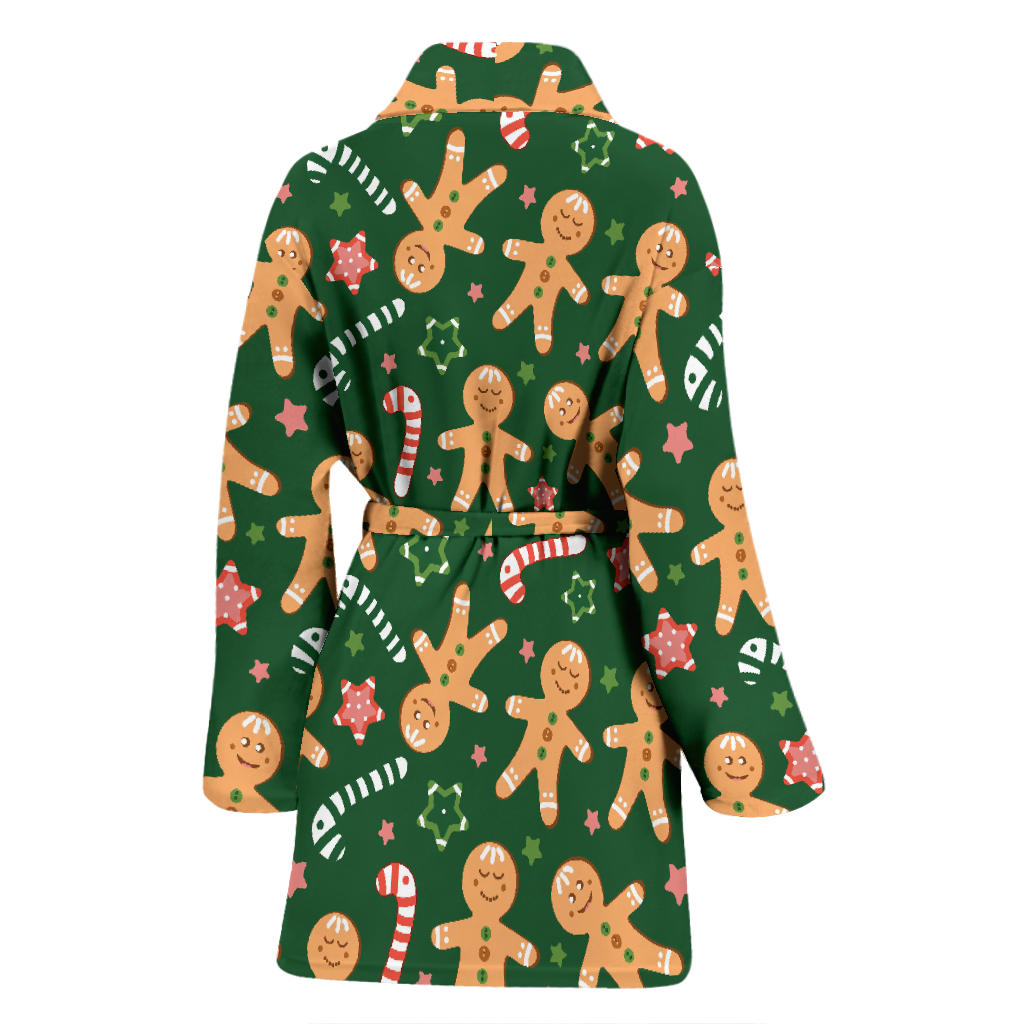 Gingerbread Pattern Print Design 04 Women Bathrobe