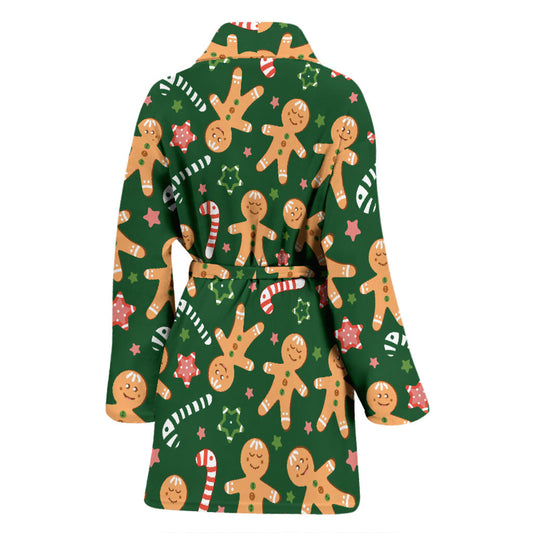 Gingerbread Pattern Print Design 04 Women Bathrobe
