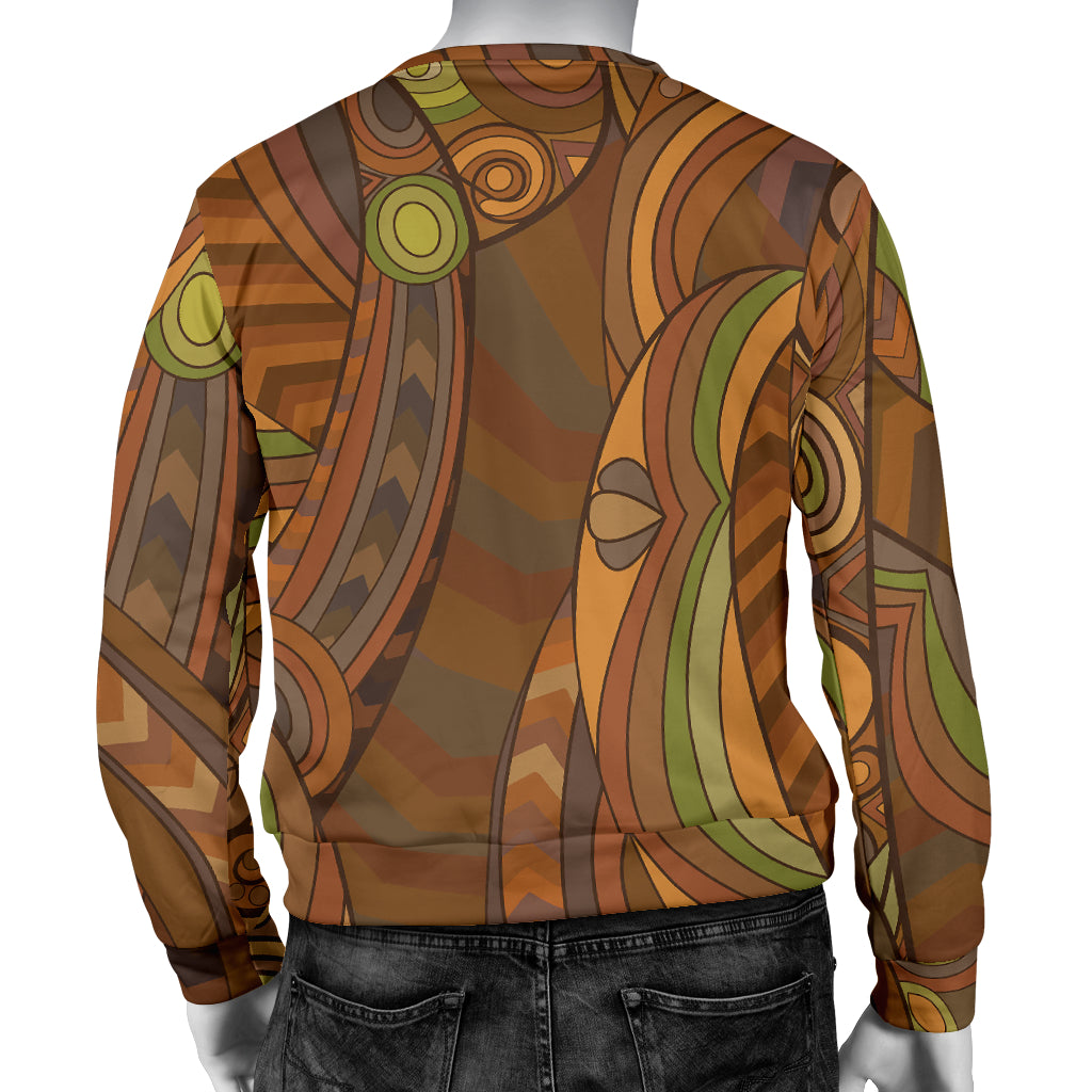 Maori Ornament Design Print Men Long Sleeve Sweatshirt