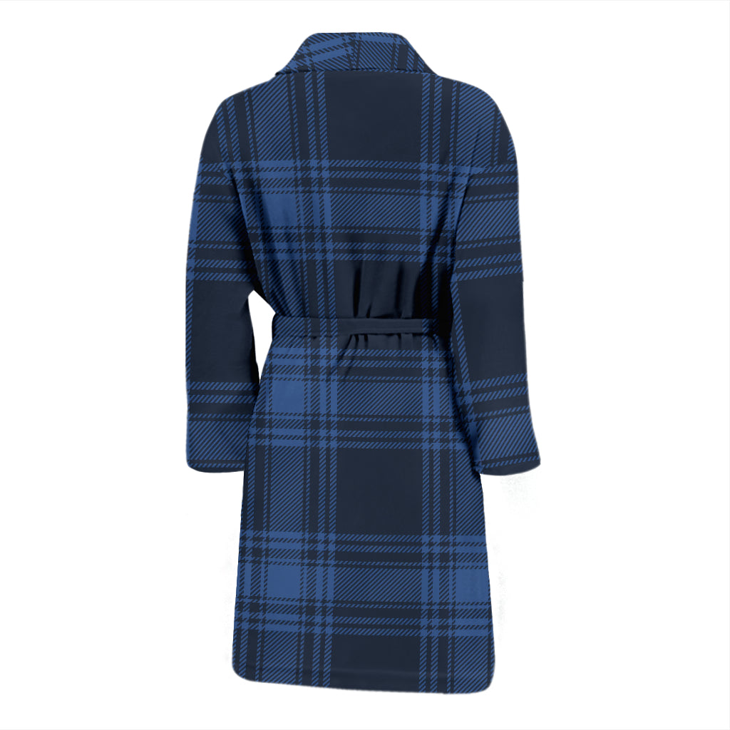 Tartan Blue Print Design LKS304 Men Bathrobe