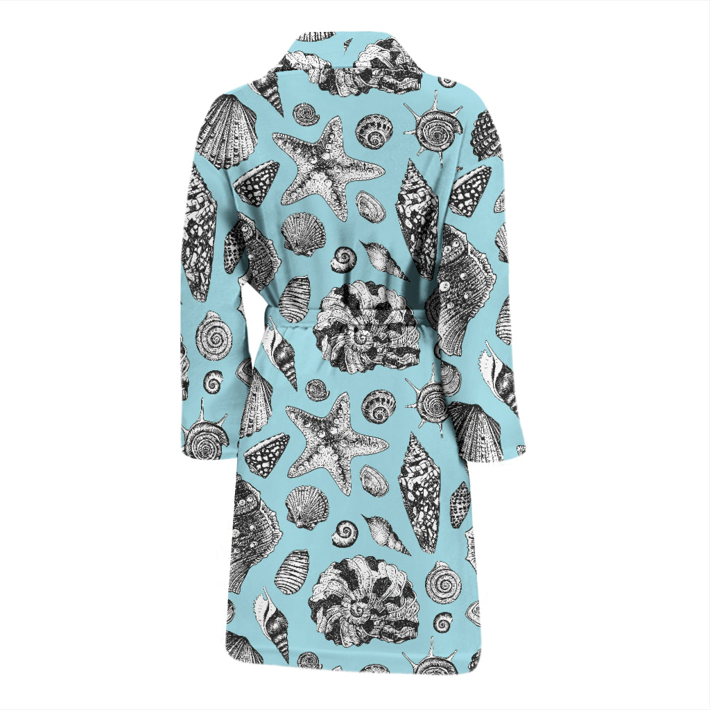 Seashell Beach Print Design LKS302 Men Bathrobe