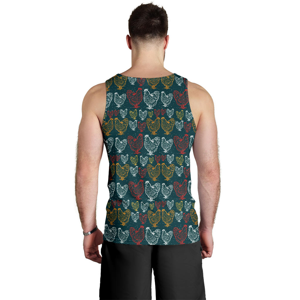 Rooster Hand Draw Design Men Tank Top
