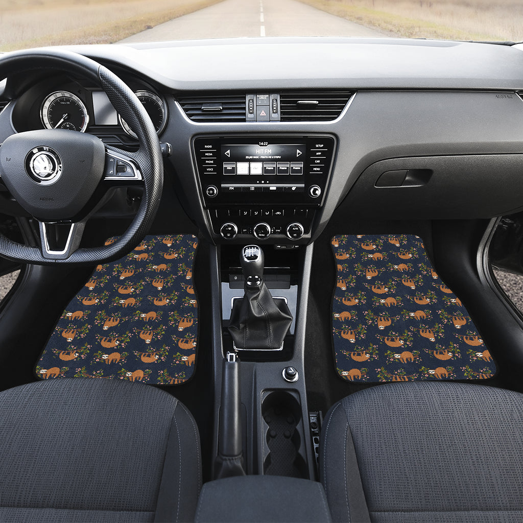 Sloth flower Design Themed Print Car Floor Mats Front Back