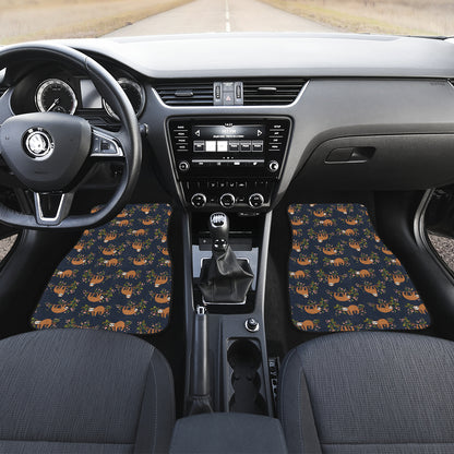 Sloth flower Design Themed Print Car Floor Mats Front Back