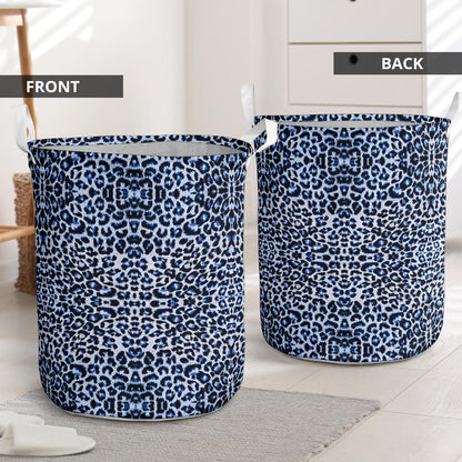 Leopard Blue Skin Print Laundry Basket