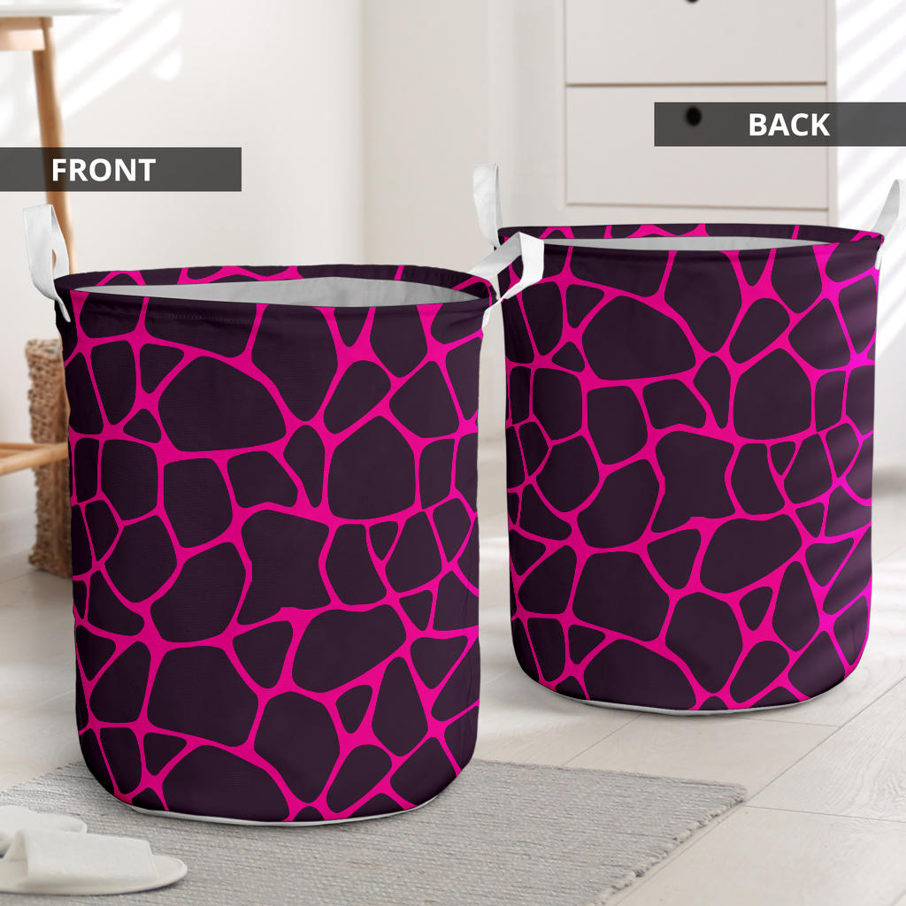 Giraffe Pink Background Texture Print Laundry Basket