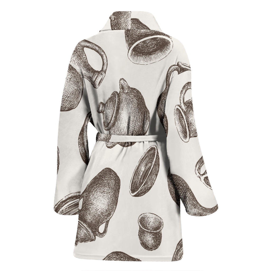 Pottery Pattern Print Design A01 Women Bathrobe