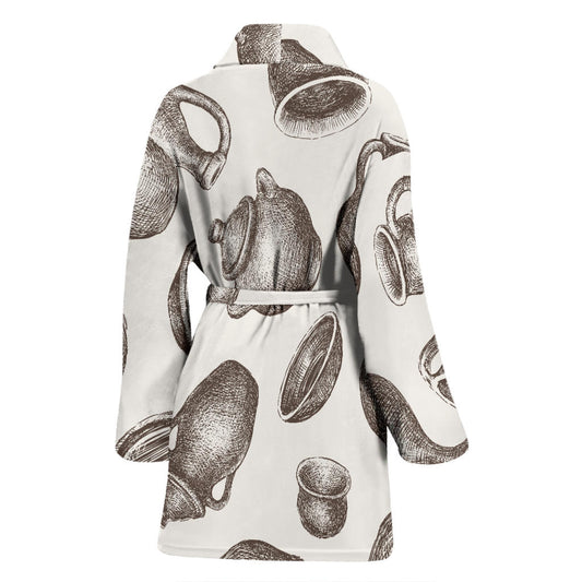 Pottery Pattern Print Design A01 Women Bathrobe
