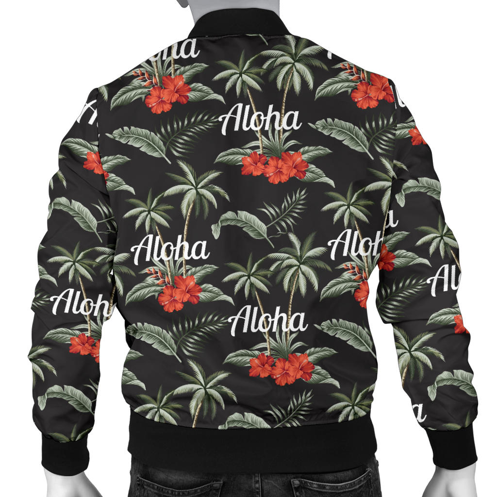 Aloha Palm Tree Design Themed Print Men Bomber Jacket