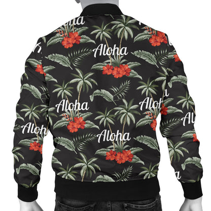 Aloha Palm Tree Design Themed Print Men Bomber Jacket