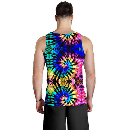 Tie Dye Rainbow Design Print Men Tank Top