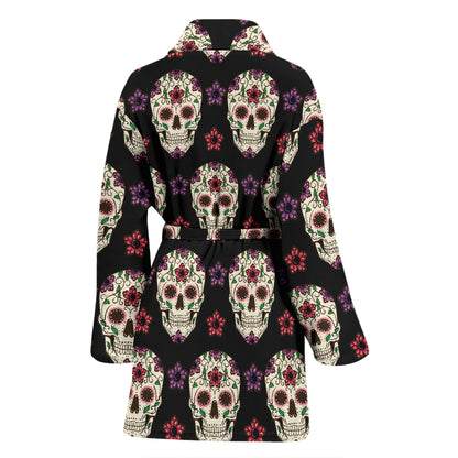 Sugar Skull Print Design LKS304 Women Bathrobe