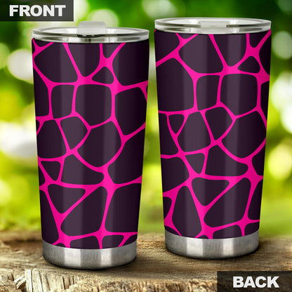 Giraffe Pink Background Texture Print Tumbler