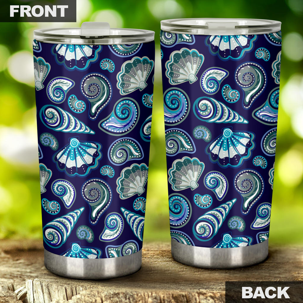 Beach Seashell Blue Print Tumbler