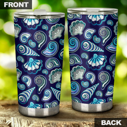 Beach Seashell Blue Print Tumbler