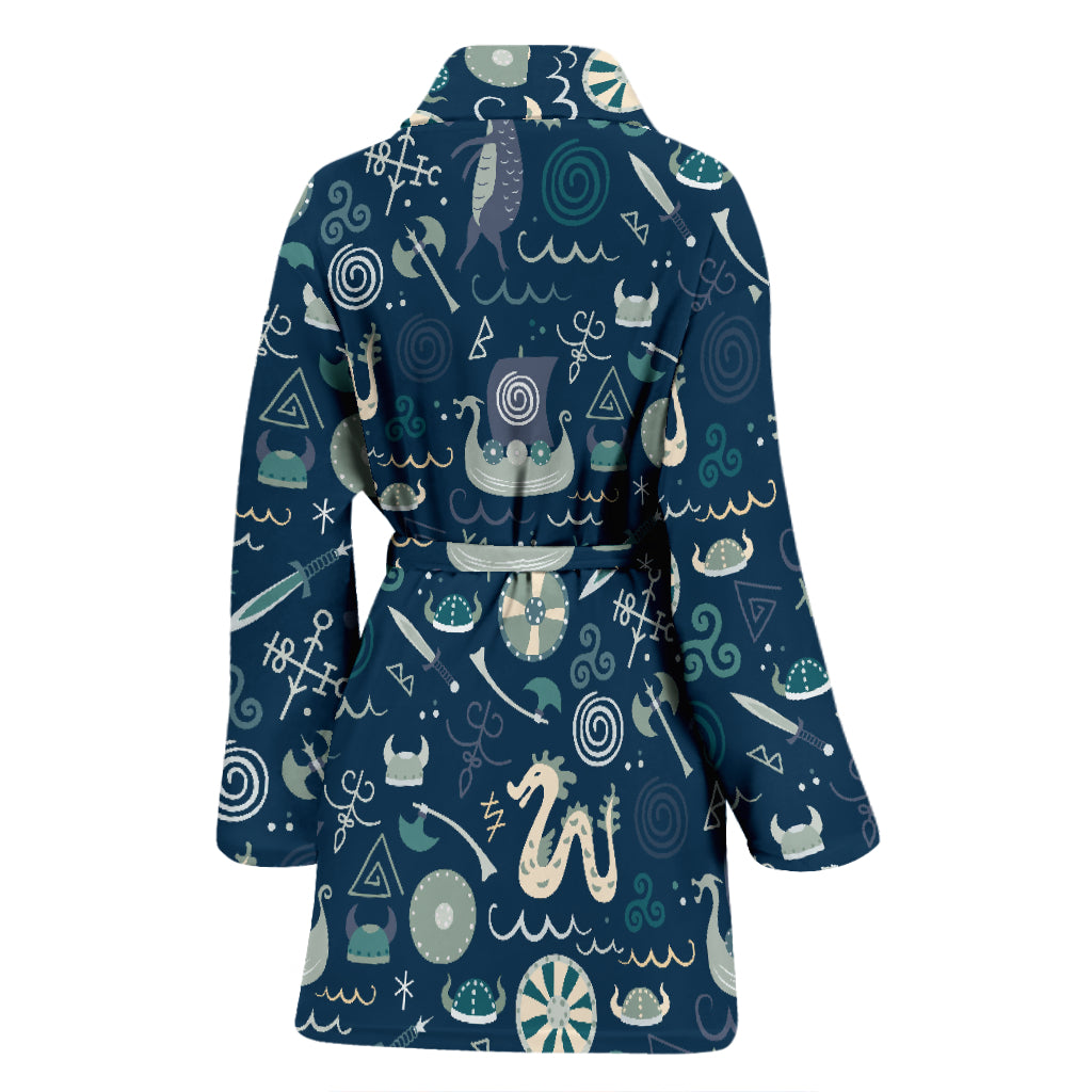 Vikings Print Design LKS305 Women Bathrobe