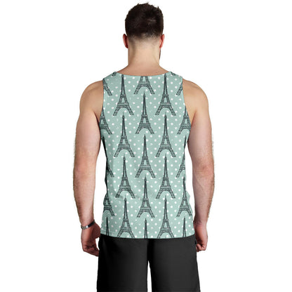 Eiffel Tower Polka Dot Print Men Tank Top