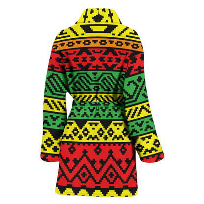 Rastafarian Pattern Print Design A02 Women Bathrobe