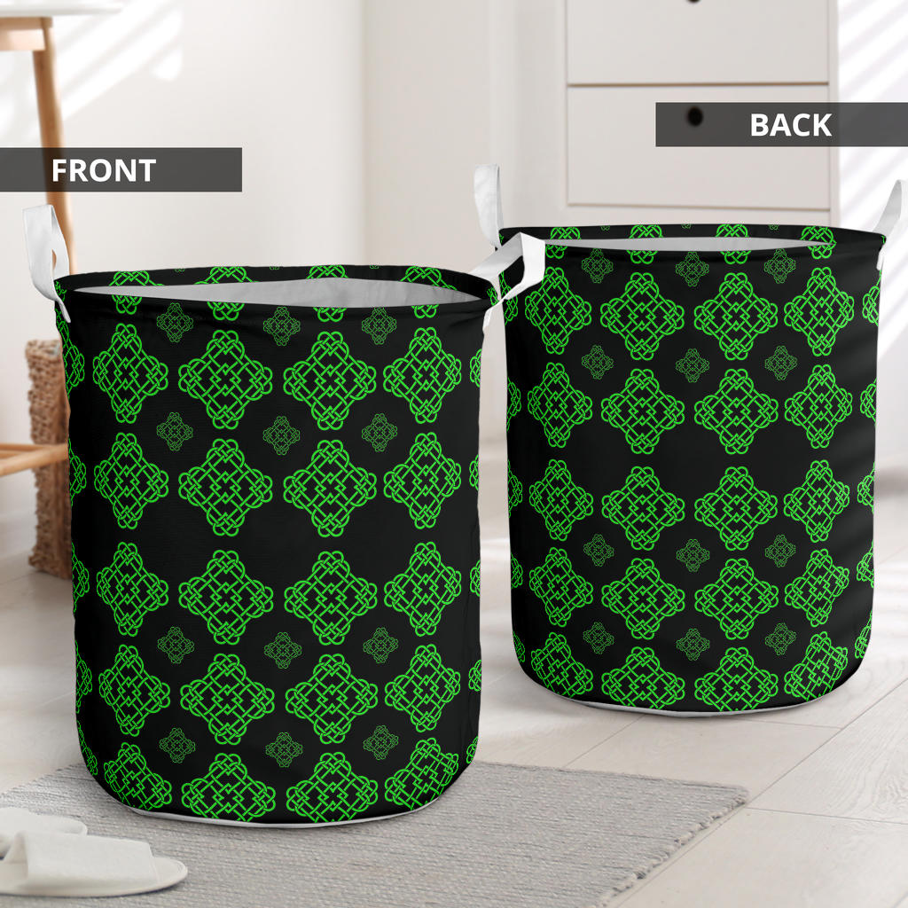 Celtic Knot Green Neon Design Laundry Basket